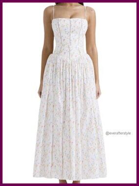 Women's Floral Print Strapless Backless A-Line Flowy Maxi Dress for Summer